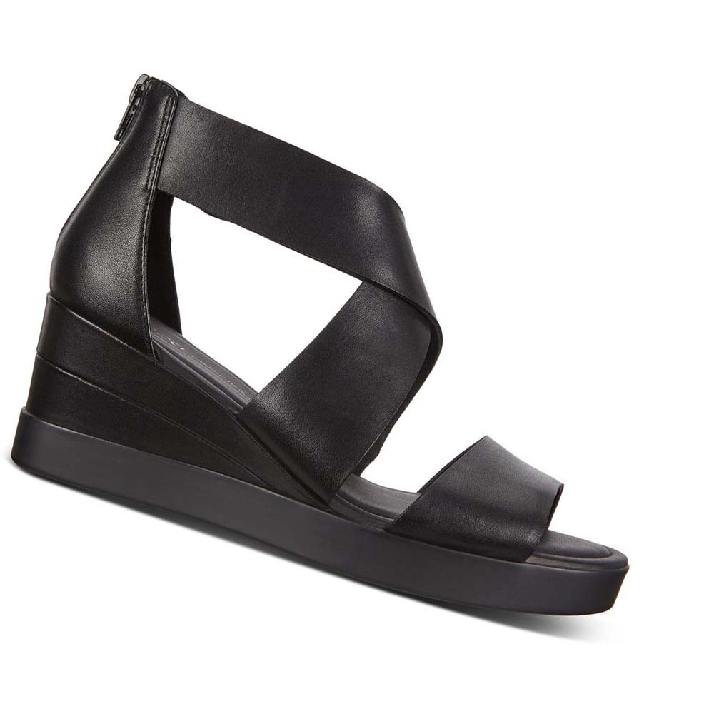 Women\'s Ecco Shape Wedge Plateaus Sandals Black | USA 190TCE